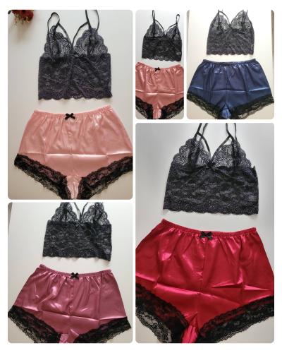 12 Pijamas Saten con Puntilla  Importadas - Miniatura 3