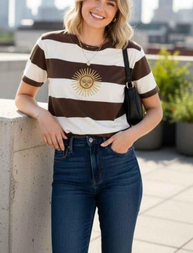 Remera Rallada Bordada Sol de Mayo - Miniatura 2