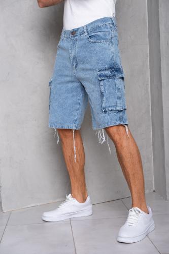 Bermudas Jeans Talles Especiales Cargo con Fuelles