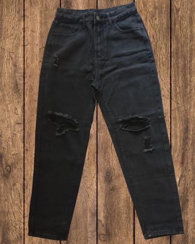 Pantalon Negro con Roturas