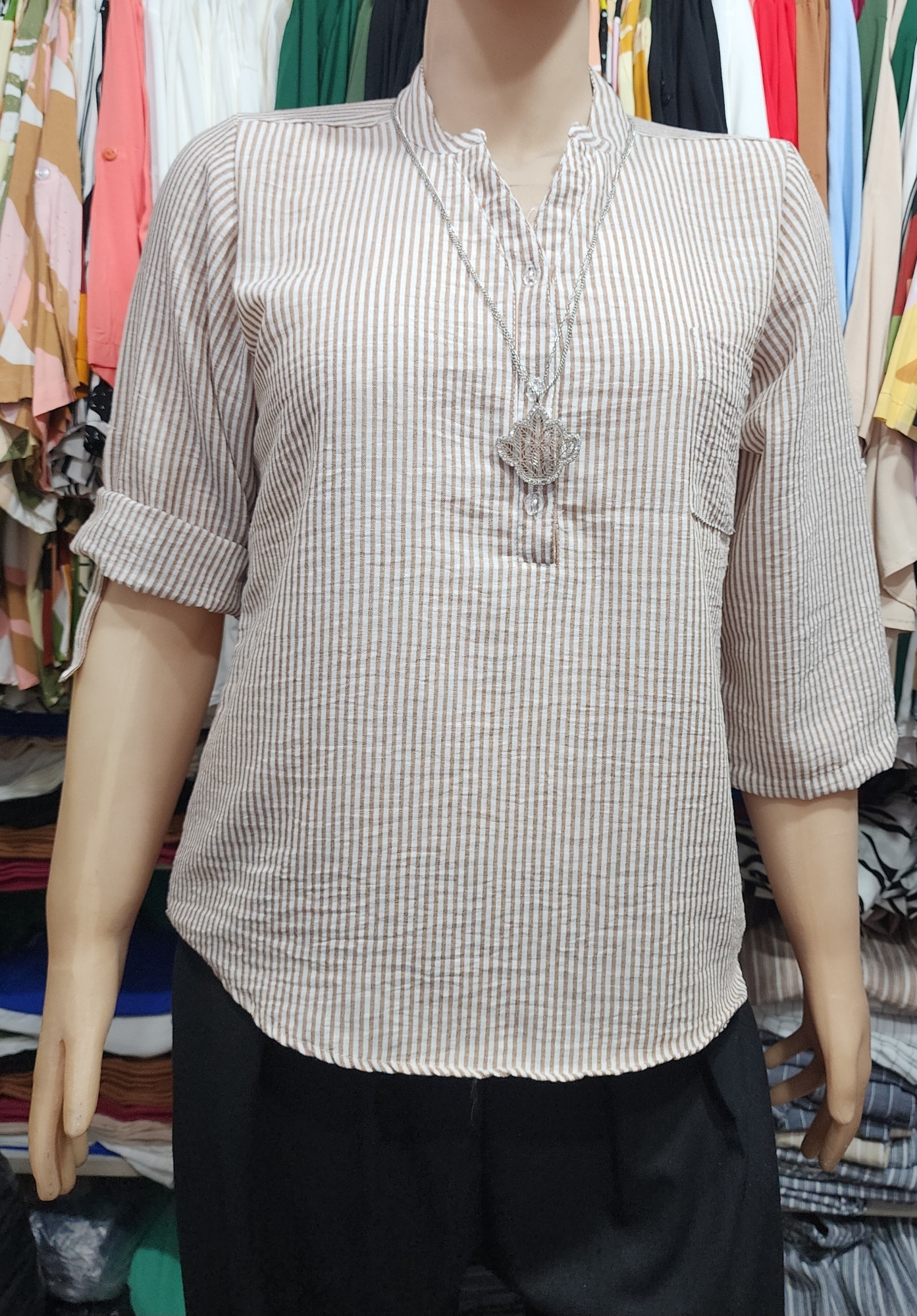 Camisolas Cuello Mao en Polina Rayado - Imagen 3