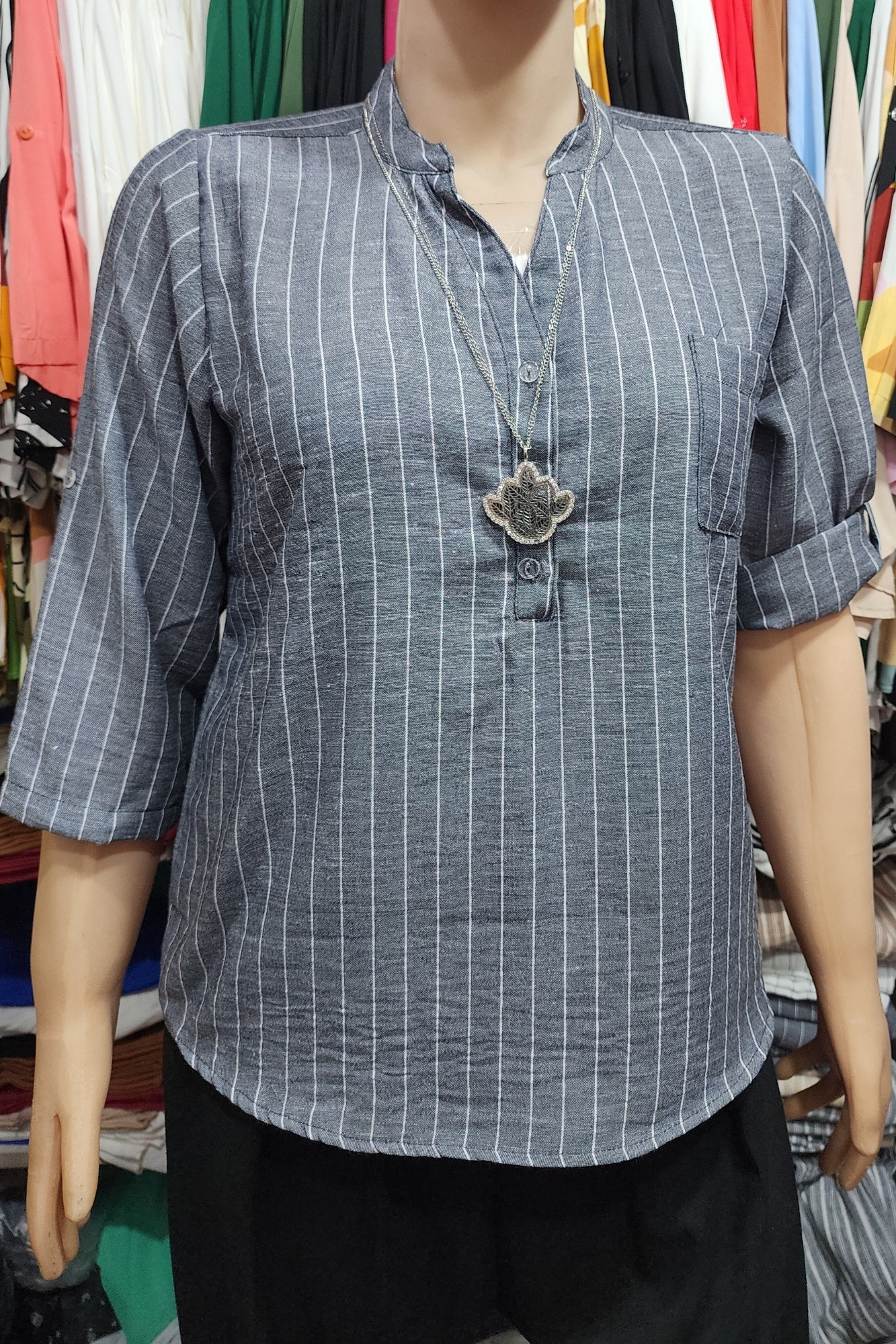 Camisolas Cuello Mao en Polina Rayado Mangas 3/4 - Imagen 2
