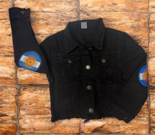 Campera Nena Jeans Rigido Negro Argentina - Miniatura 1