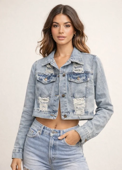 Campera Corta con Roturas Rigido