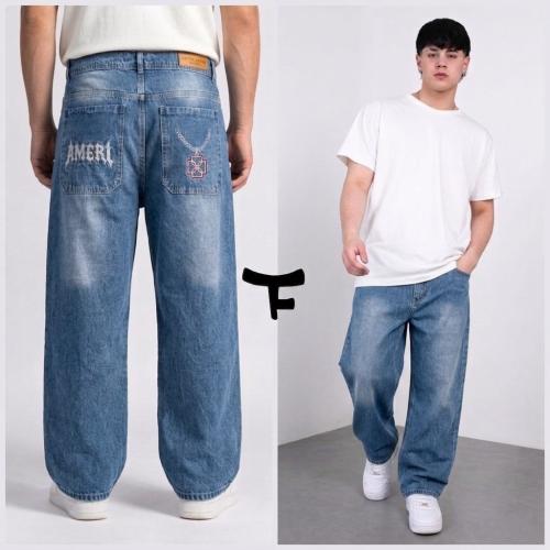 Baggy Celeste C/bordado Hombre
