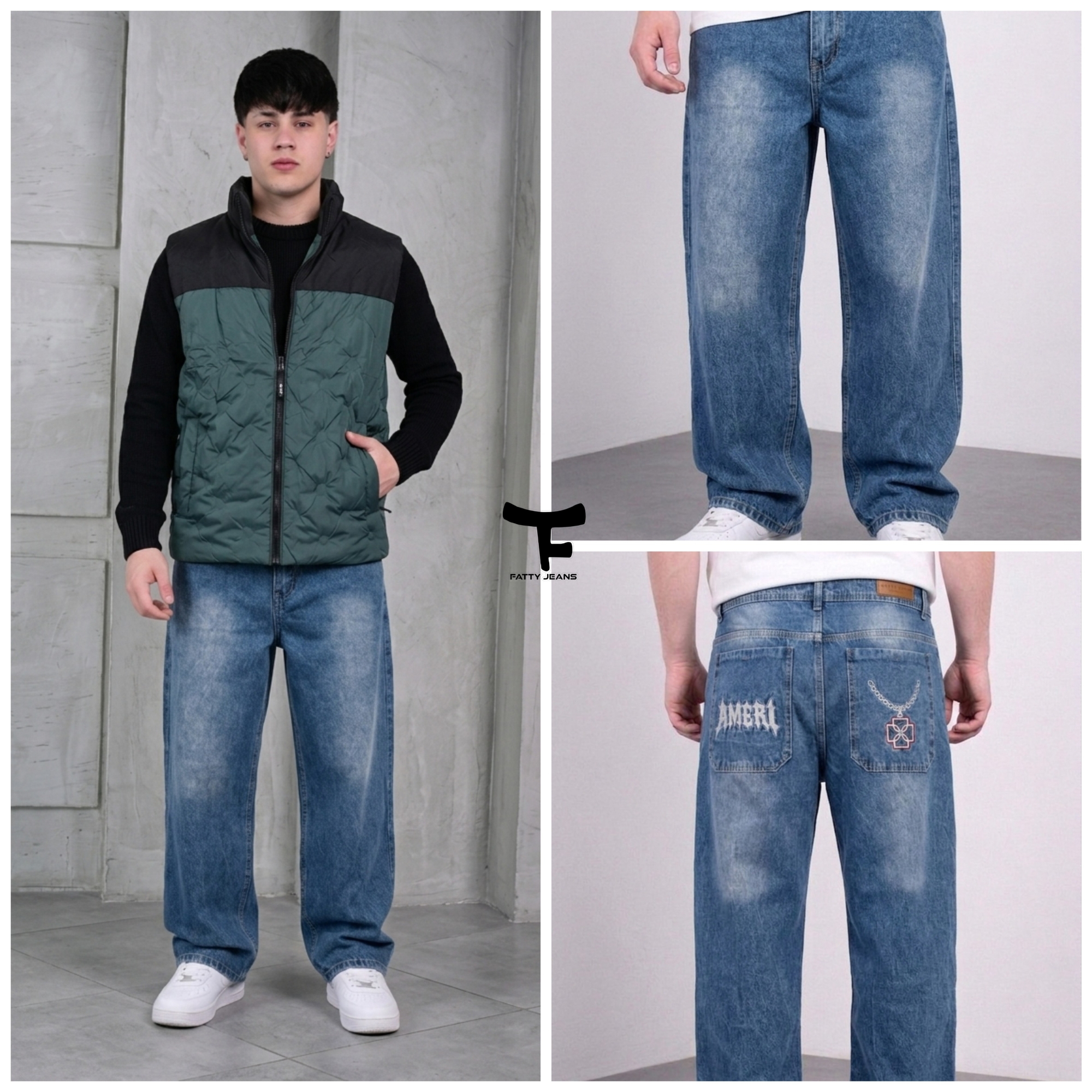 Baggy Celeste C/bordado Hombre - Imagen 2