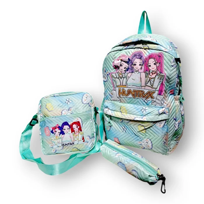 Set de Tres Piezas de la K Pop Mochila 41×30 Profund 11, Morral y Cartuchera,libreria