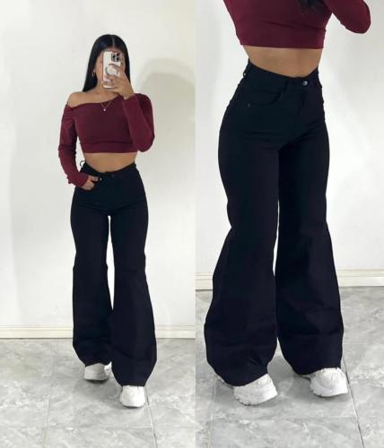 Jeans Wide Leg Negro