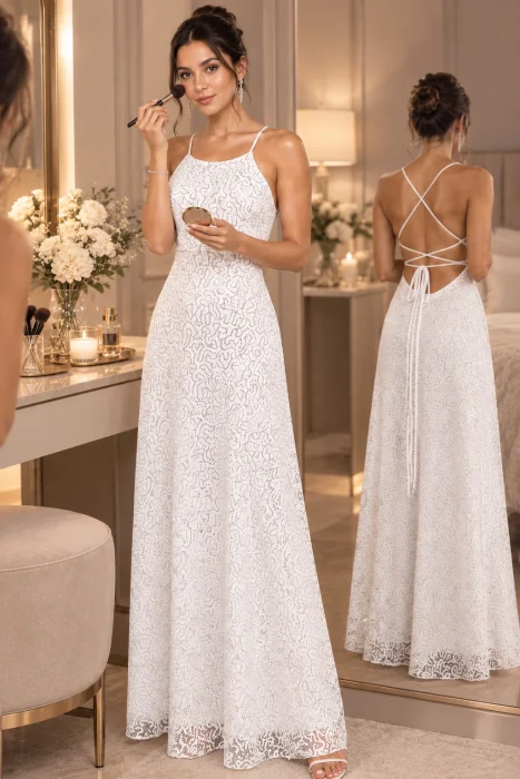 Vestido de Fiesta de Gasa Largo