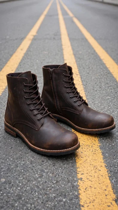 Bremen Borcegos de Cuero con Base Tr
