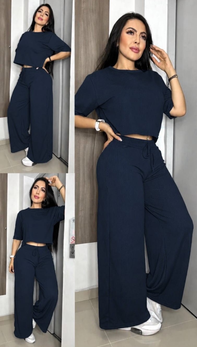 Conjunto Palazo y Remera Crop - Imagen 2