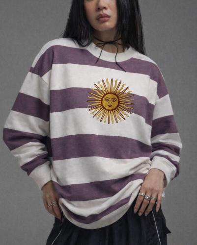 Buzo Rallado Sol Bordado