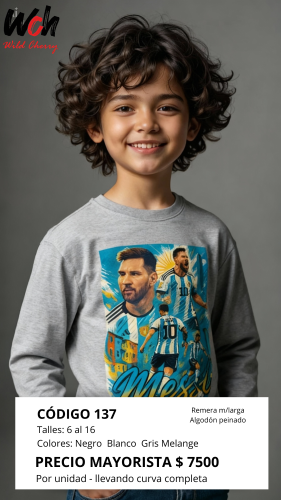 Cod: 137 Remera Manga Larga Algodon Peinado