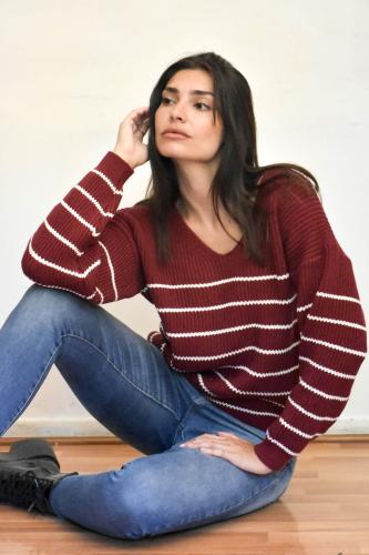 (kr4480) Sweater Bremer Triple Hilado Cuello V