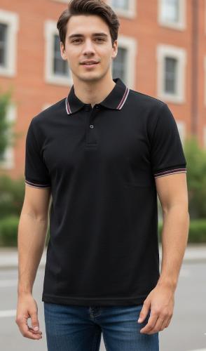 Chombas de Algodón Peinado con Cuello Combinado