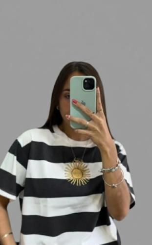 Remera Rayadas Argentina Bordado