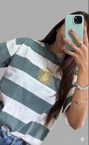 Remeras Rayadas Argentina Bordado