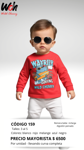 Cod: 159-remera Bebe-algodon Peinado