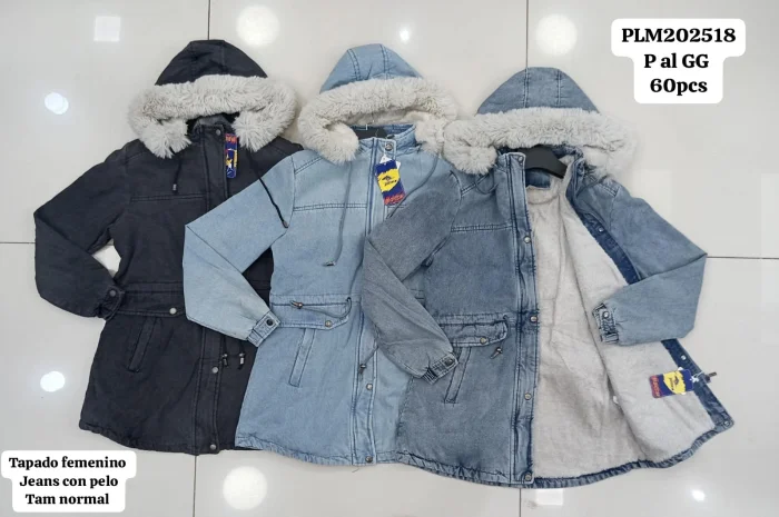 Parka de Jeans con Piel