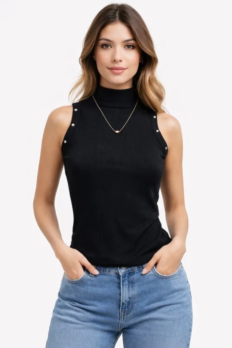 Musculosa con Cuello y Perlas Talle Único M&l