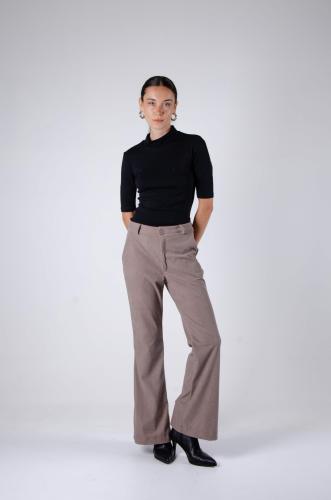 Pantalon de Corderoy Acampanado con Botón, Cierre y Bolsillos.