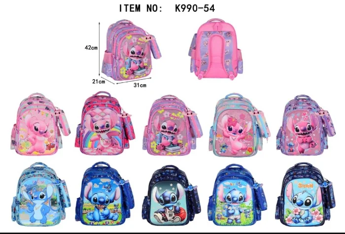 Mochilas Stitch con Brillos 3d con Cartuchera