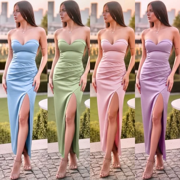 Vestido de Fiesta  Scote Corazón Saten Largo