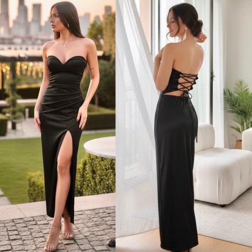 Vestido de Fiesta  Scote Corazón Saten Largo - Miniatura 3