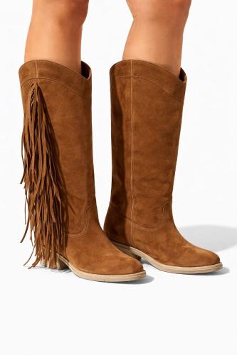 Bota Alta Color Suela con Flecos