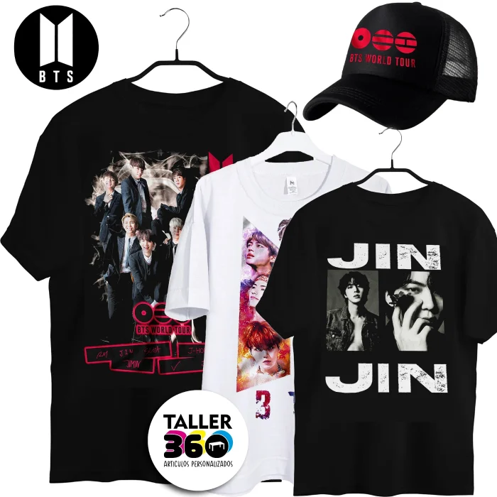 Combo Remera Algodon Peindado Estampado  mas Gorra  Bts