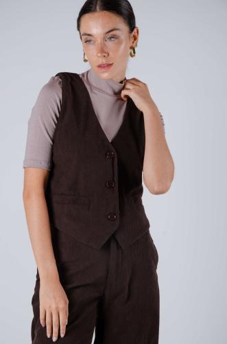 Chaleco de Corderoy Forrado con Pinzas y Bolsillos