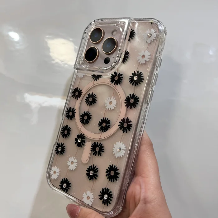 Case Black Flowers