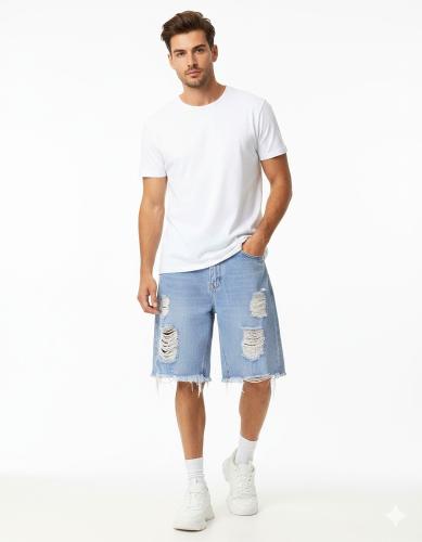 Bermuda Jean Mom Hombre Pantalon Corto Ancho Denim Caballero Unisex Short Mayoristas