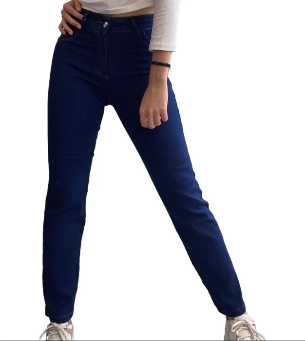 Pantalón Recto Azul Elastizado
