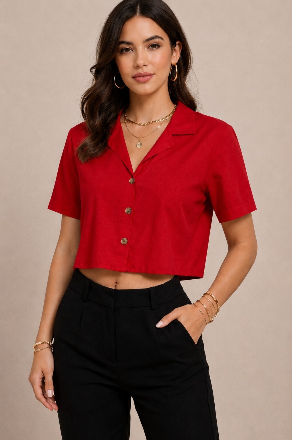 Camisa Crop de Lino - Imagen 2