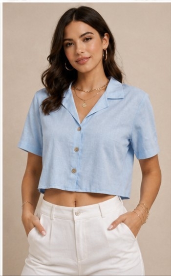 Camisa Crop de Lino - Imagen 5