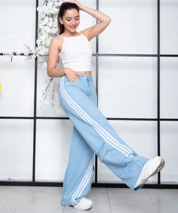 Jeans  Palozo con Lineas