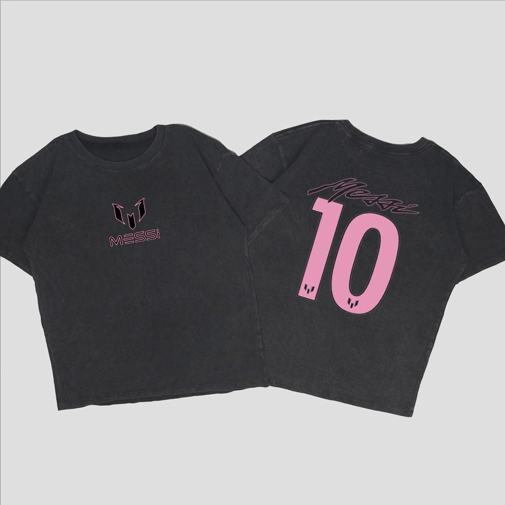 Unisex- Remera Ovsize Messi Logo Rosa - Imagen 9