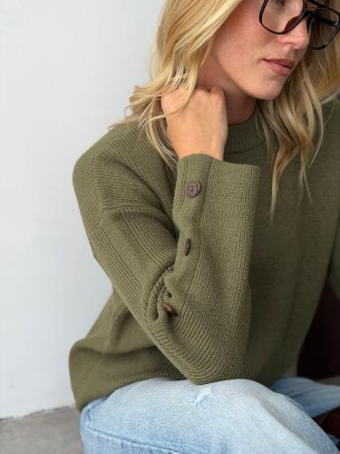 (mj4483) Sweater Ancho con Botones Decorativos en la Manga Kobe