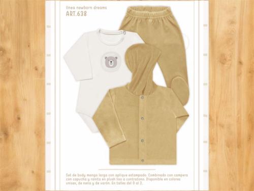 Set 3 Piezas Plush Nene y Nena Dreams (campera, Body y Medio Oso) T.(0-1-2) Art.638 - Miniatura 1