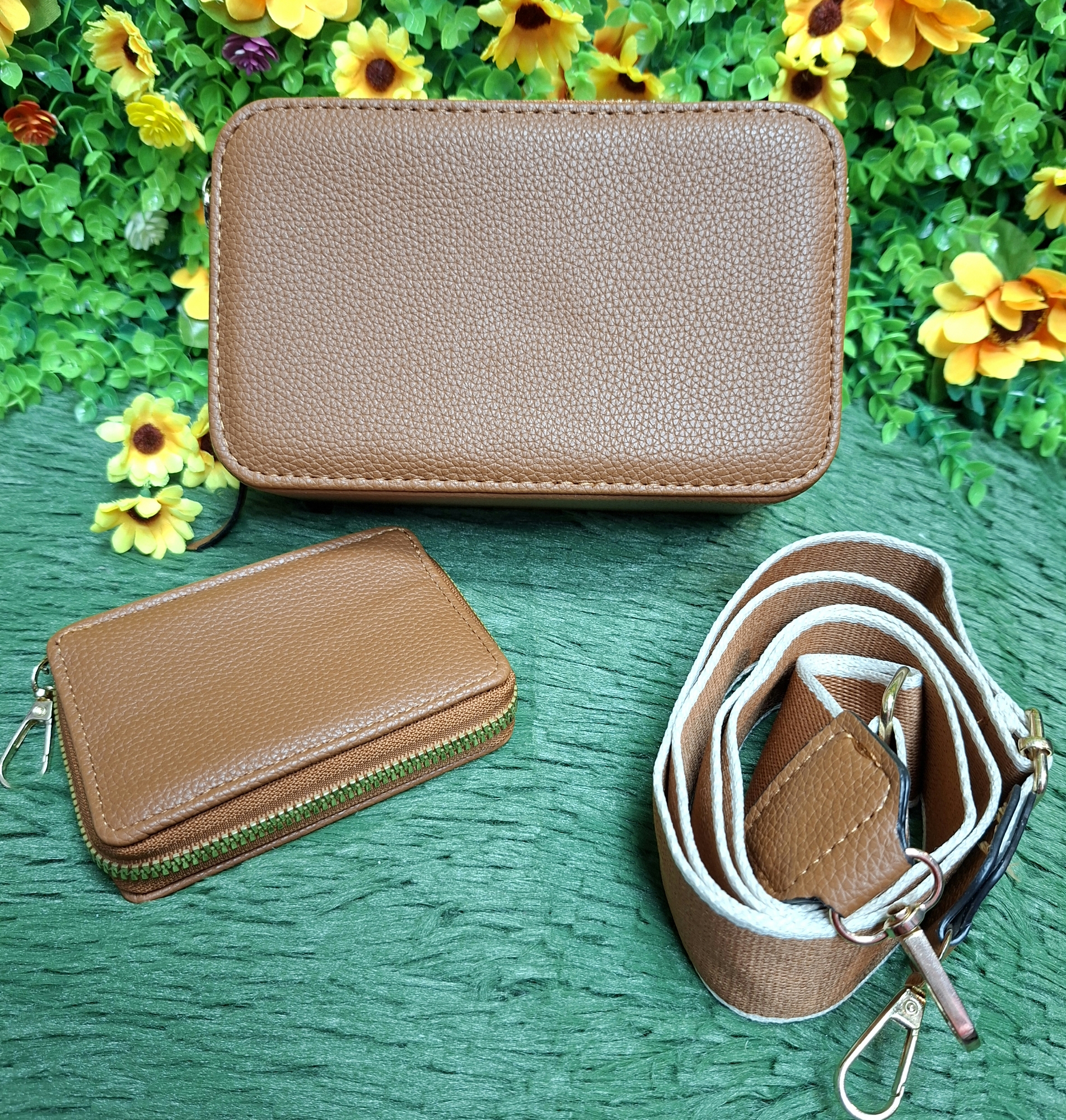 Carterita Morral con Monedero Cuero Pu Excelente Calidad - Imagen 5