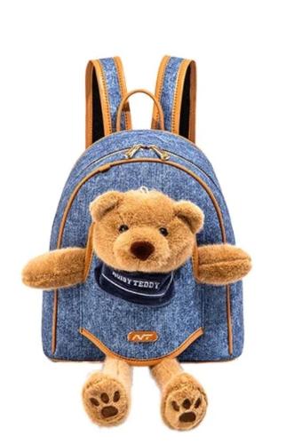 Mochila Símil Cuero con Peluche Incluido