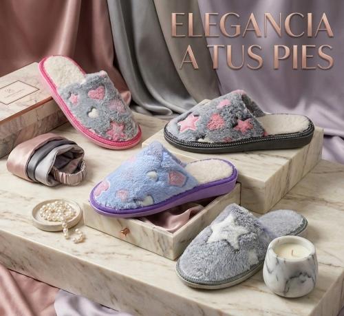 Pantufla Luminosa Violeta Dama