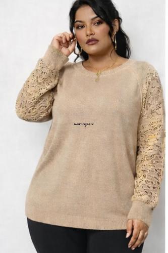 Sweater Manga Calada Calada Cuello Redondo