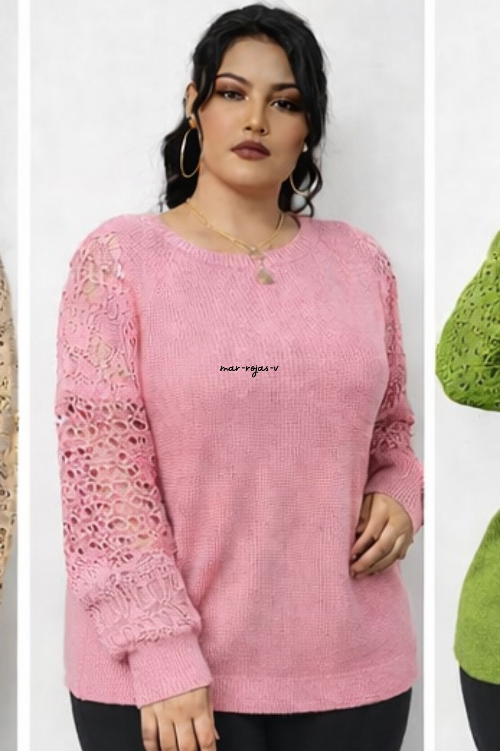 Sweater Manga Calada Calada Cuello Redondo - 2.jpg