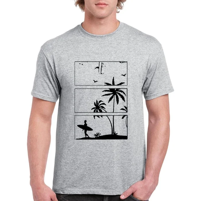 Remera Estampada Palmera Surf Gris
