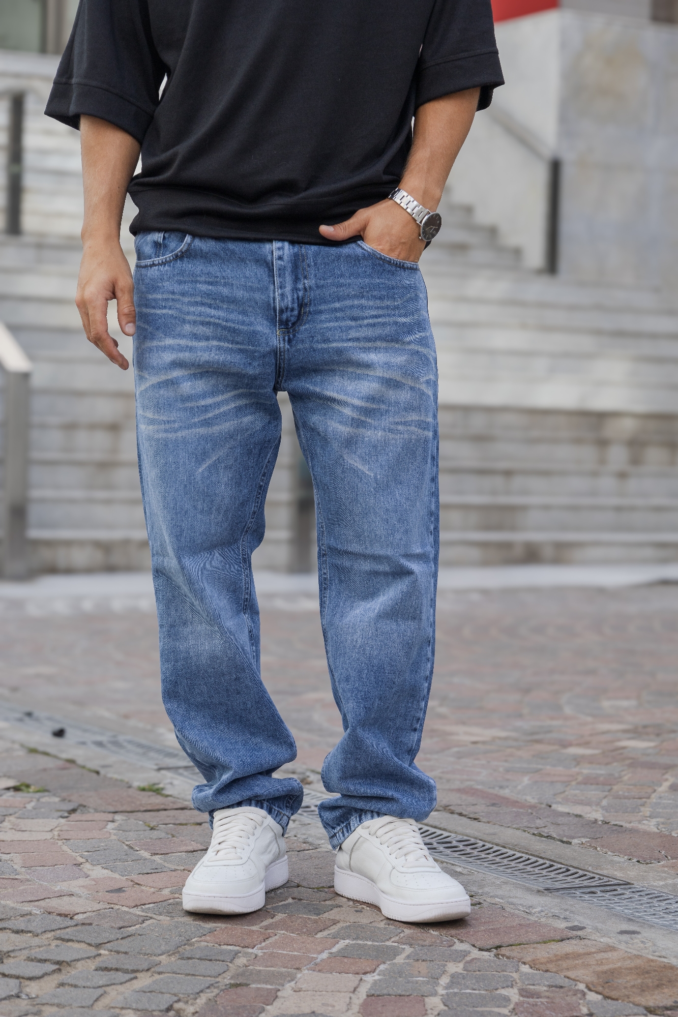 Pantalon Mom Azul Nevado - Imagen 1