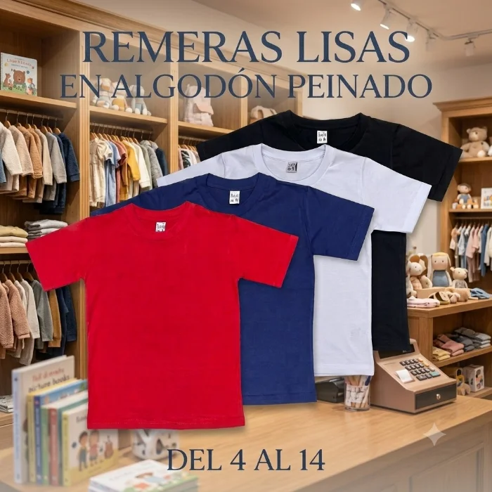 Remeras Algodón Peinado 4 al 14