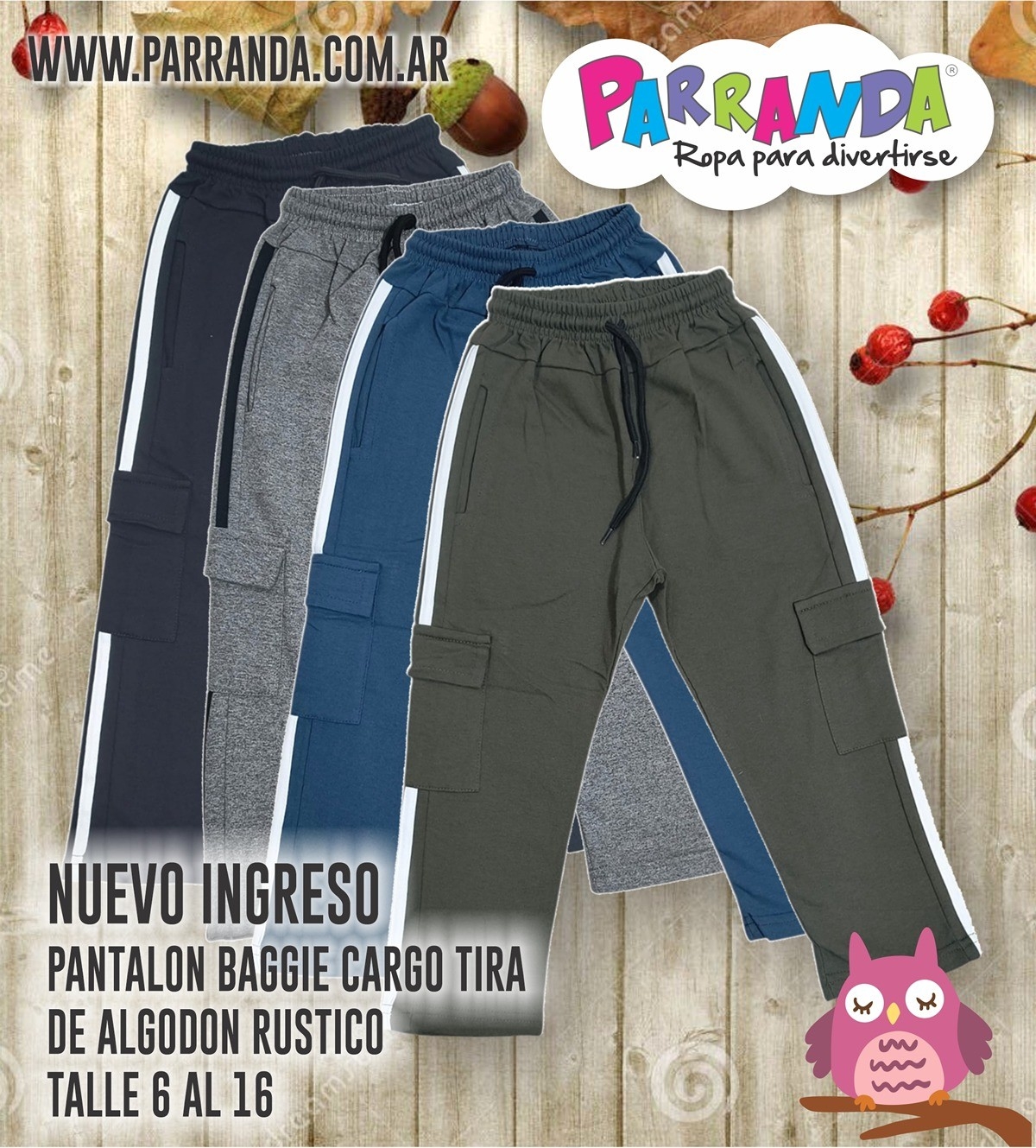 Pantalón Baggie Cargo con Tira de Algodón Frizado - Imagen 1