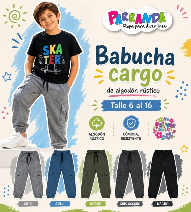 Pantalón Babuchas Cargo de Algodón Rústico Niño
